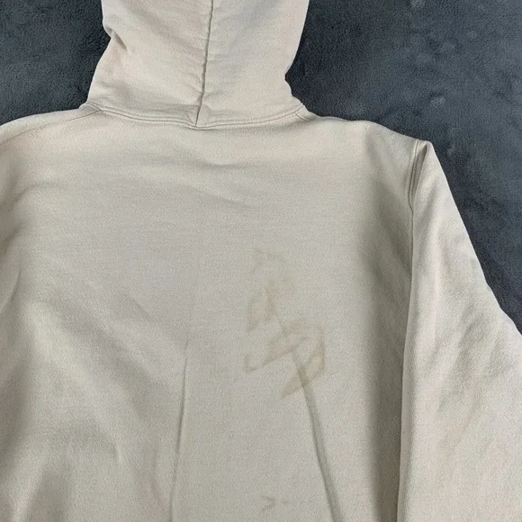 Vintage 90s Champion Hoodie Sweatshirt Pullover Beige M USA Spell Out Rare Color - Picture 10 of 10